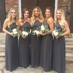 Bill Levkoff Charcoal bridesmaid dress